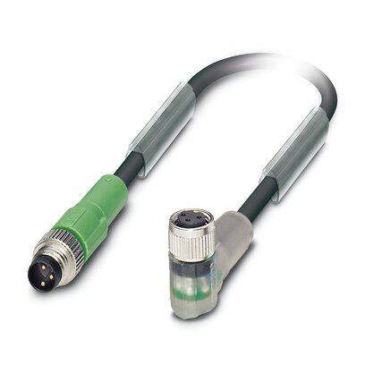 1415897 Phoenix Contact Male 3 way Straight Plug M8 to Female 3 way Angled Socket M8 Sensor Actuator Cable, 0.6 m