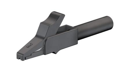 24-0157-21 Staubli Crocodile Clip 4 mm Crocodile Clip Connection, Nickel Contact, 15A, Black