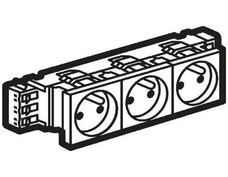 0-773-03 Legrand White 3 Gang Polycarbonate Unswitched Power Socket, Type E - French, 16A, Flush Mount