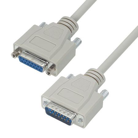 CSMN15MF-10 L-Com Male 15 Pin D-sub to Female 15 Pin D-sub Cable assembly, 10ft PVC