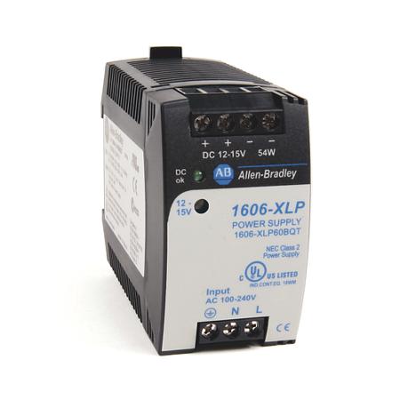 1606-XLP60BQT Allen Bradley 1606 DIN Rail Power Supply, 100 → 240V ac Input, 10 → 12 or 12 → 15V dc Output, 4.5A