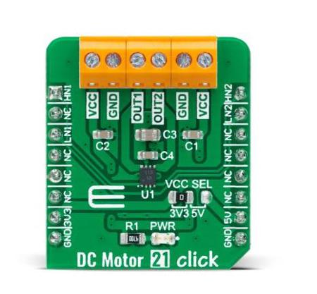 MIKROE-4877 MikroElektronika DC Motor 21 Click DC Motor Driver for A3910 for MikroBus