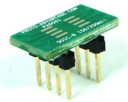 PA0001 CHIPQUIK Through Hole Mount 2.9mm Pitch IC Socket Adapter, 8 Pin SOIC to 8 Pin Male DIP