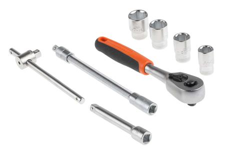 S160AF Bahco 16-Piece Imperial 1/4 in Standard Socket Set with Ratchet, 6 point