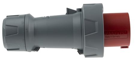 3325RS Mennekes PowerTOP Plus Series, IP67 Red Cable Mount 3P+N+E Industrial Power Plug, Rated At 63A, 415 V