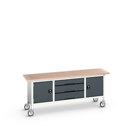 16923232.19 Bott 2 Door, 3 Drawer Sheet Steel Floor Standing Storage Cabinet, 2000 x 600 x 830mm
