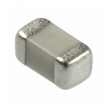 06031A101FAT2A EPCOS 100pF Multilayer Ceramic Capacitor MLCC 100V dc ±1% C0G, NP0 Dielectric 0603 (1608M) SMD, Max. Temp. +125°C