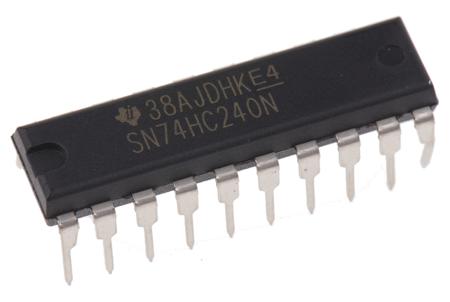 SN74HC240N Texas Instruments  Octal-Channel Buffer & Line Driver, 3-State, Inverting, 20-Pin PDIP