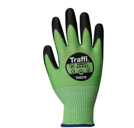 TG5210-10 Traffi Green Cut Resistant Cut Resistant Gloves, Size 10, Polyurethane Coating