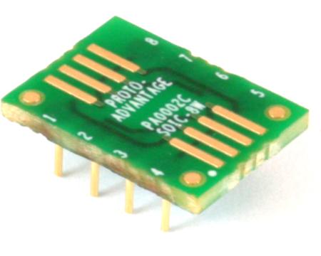 PA0002C CHIPQUIK Through Hole Mount 1.27mm Pitch IC Socket Adapter, 8 Pin SOIC to 8 Pin Male DIP
