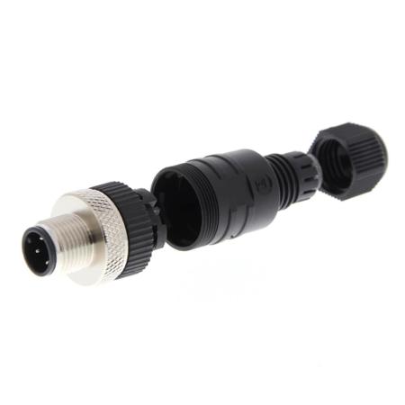 Y92E-MM12PVC4Sconf-L Omron Connector, 4 Contacts, M12 Connector, Plug