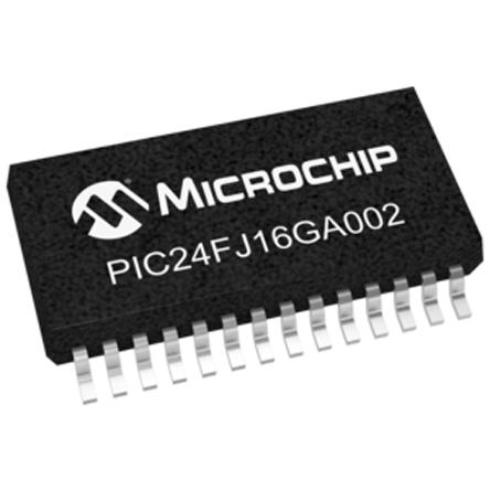 PIC24FJ16GA002-I-SS Microchip PIC24FJ16GA002-I/SS, 16bit PIC Microcontroller, 32MHz, 16 kB Flash, 28-Pin SSOP