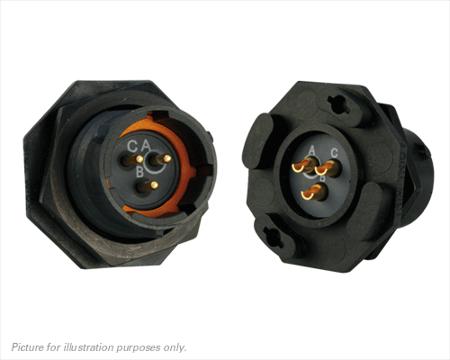 UTS712E3P Souriau Sunbank by Eaton Circular Connector, 3 Contacts, Panel, Standard Connector, Plug, Male, IP68, IP69K, UTS Series
