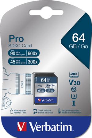 47022 Verbatim 64 GB SDXC SD Card, Class 3