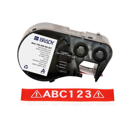 M4C-750-595-RD-WT Brady B-595 on White on Red Label, 19.05 mm Width