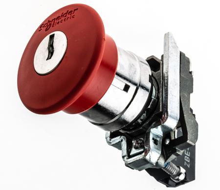XB4BS9442 Schneider Electric Harmony XB4 Series Key Release Emergency Stop Push Button, Panel Mount, 22mm Cutout, 1NC, IP66,