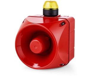875677313 AUER Signal ACM Series Yellow Sounder Beacon, 230 → 240 V ac, IP65, Surface Mount, 113 at 1 Metre
