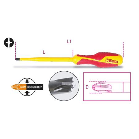 1275MQ/C PH2 BETA Insulated Screwdriver, PH2+LPP Tip, VDE/1000V