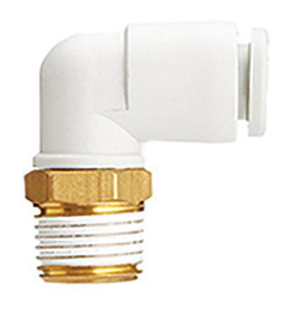 KQ2L10-03AS-X35 SMC Pneumatic Elbow Threaded-to-Tube Adapter, R 3/8 Male, Push In 10 mm