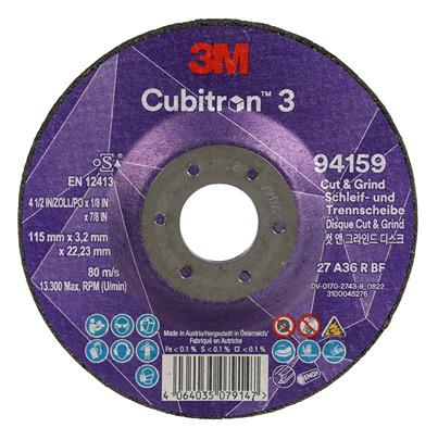 7100305449 3M 94159 Ceramic Cutting Disc, 115mm x 3.2mm Thick, 36+ Grade, 10 in pack