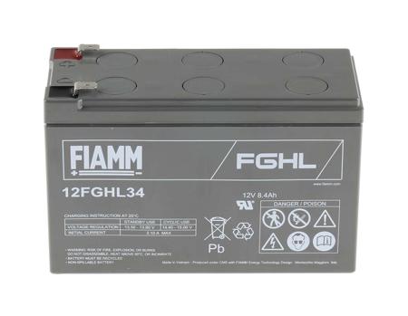 12FGHL34 Fiamm 12V Faston F2 Sealed Lead Acid Battery, 8.4Ah