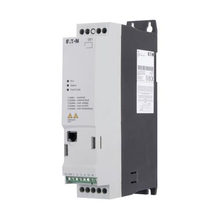 174334-DE1-342D1FN-N20N Eaton PowerXL DE1 Variable Speed Starter, 3-Phase In, 300Hz Out, 0.75 kW, 400 V ac, 2.1 A