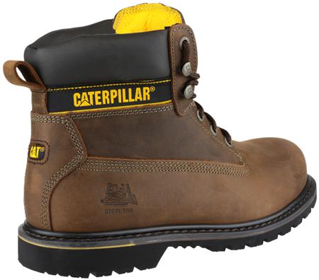 P708025 CAT Holton Brown Steel Toe Capped Men's Safety Boots, UK 12, EU 46
