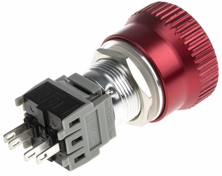877-1952 SPDT Maintained, Twist to Release Push Button Switch, IP65, Panel Mount, 250V ac