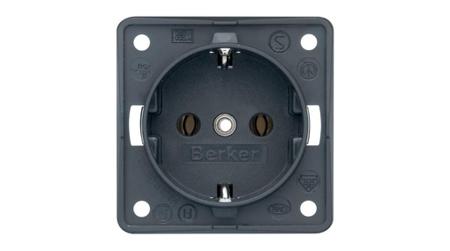 841852505 Berker 841 Black Plug Socket, 16A, Type F - German Schuko