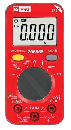 296-559 RS PRO Digital, LCD Digital Multimeter, 1A ac Max, 1A dc Max, 600V ac Max - UKAS Calibrated