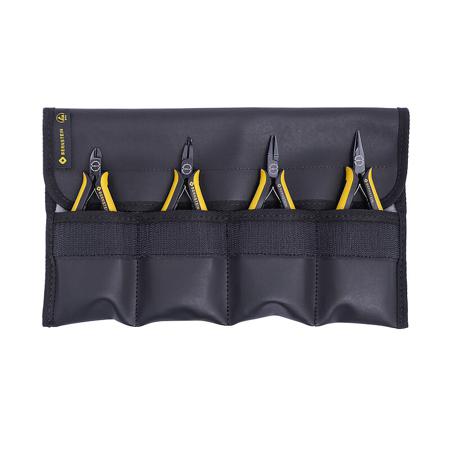 3-960-E Bernstein  4-Piece Plier Set, Angled, Bent, Flat, Straight Tip, ESD, 130 mm Overall