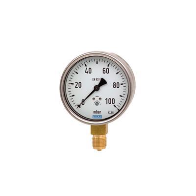 9852670 WIKA G 1/2 Bottom Entry Pressure Gauge 0.01bar, , 0bar min.