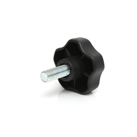 284-5359 RS PRO Black Thermoplastic Multiple Lobes Clamping Knob, M10 x 25, Threaded Mount