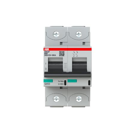 2CCG001217R0001 ABB High Performance S800S MCB, 2P, 80A Curve B, 400V AC, 250V DC, 50 kA Breaking Capacity