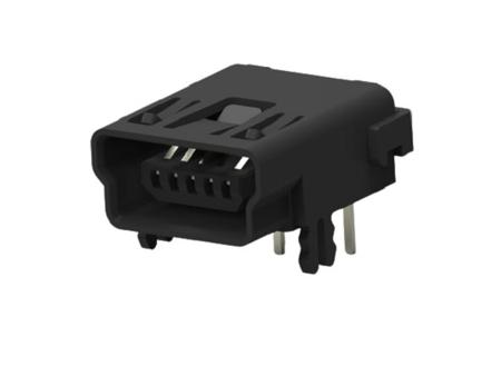 1734510-1 TE Connectivity Right Angle, Board Mount, Receptacle- Single Port Type Mini USB 2.0 Type-B 2.0 USB Connector
