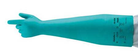 58008090 Ansell AlphaTec 58-008 Green Nitrile Chemical Resistant Work Gloves, Size 9, Nitrile Coating