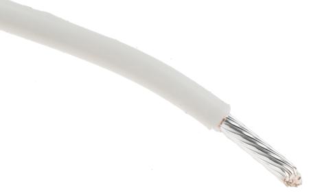 5857 WH005 Alpha Wire Hook-up Wire TEFLON Series White 0.96 mm² Hook Up Wire, 18 AWG, 19/0.25 mm, 30m, PTFE Insulation,