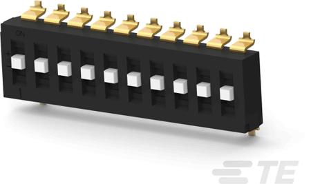TDS10SGNNTR04 TE Connectivity 10 Way Surface Mount DIP Switch SPTT, Raised Actuator