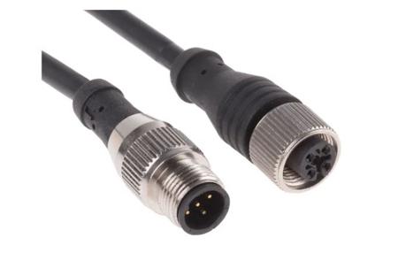 1200070490 Molex, 120007 Series, Straight Female M12 to Straight Male M12 Cable assembly, 4 Core 5m Cable