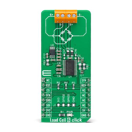 MIKROE-4940 MikroElektronika Load Cell 6 Click Sensor Add-On Board Add On Board for MAX11270 mikroBUS Socket