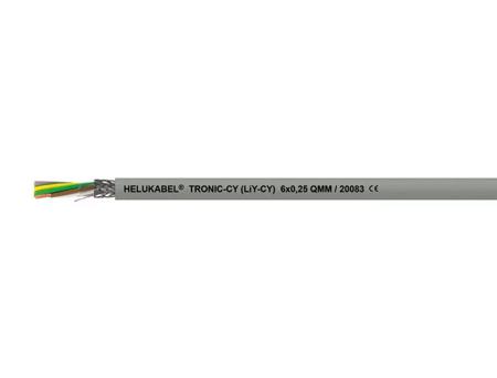20085 Helukabel TRONIC-CY Series Control Cable, 6 Cores, 0.34 mm², Screened, 22 AWG, Shielded PVC Shield, Control Cable