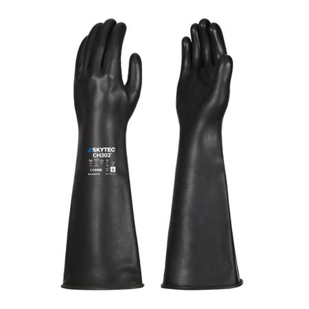 SKG00077BJ Skytec CH303 Black Chemical Resistant Work Gloves, Size XL, Natural Rubber Coating
