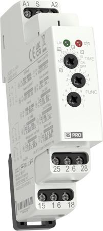 360-690 RS PRO DIN Rail Mount Timer Relay, 12 → 240V ac/dc, 1-Contact, 0.1 s → 10days, 10-Function, SPDT