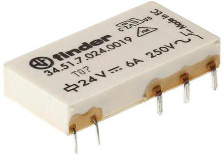 34-51-7-012-0019 Finder SPDT Non-Latching Relay PCB Mount, 12V dc Coil, 6 A