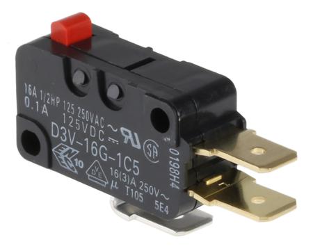 D3V-16G-1C5 Omron Pin Plunger Micro Switch, Tab Terminal, 16 A @ 250 V ac, SPDT, IP40