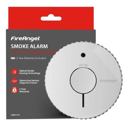FA6615-R-T2 FireAngel Safety Technology Limited ABS Plastic Smoke Detector, 85dB, 3V dc