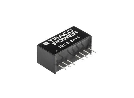 TEC-3-2411 TRACOPOWER TEC 3 3W Isolated DC-DC Converter Through Hole, Vin 18 → 36 V dc, Vout 5V dc, I/O isolation 1600V dc