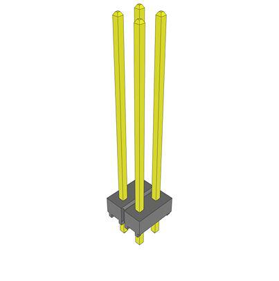 TSW-102-19-L-D Samtec TSW Series Vertical Through Hole PCB Header, 4 Contact(s), 2.54mm Pitch, 2 Row(s), Unshrouded