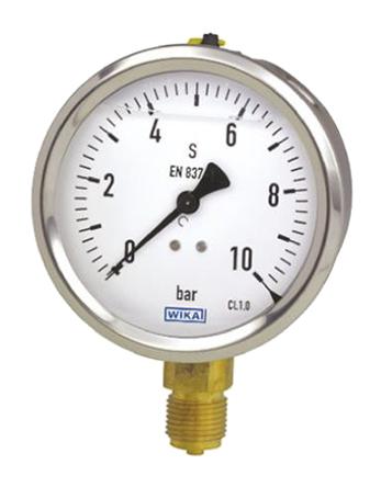9626943 WIKA  Analogue Positive Pressure Gauge Bottom Entry 160bar, Connection Size G 1/4