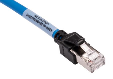 XS6W-6LSZH8SS30CM-B 300mm Straight Through Cat6a Cable Assembly Blue LSZH